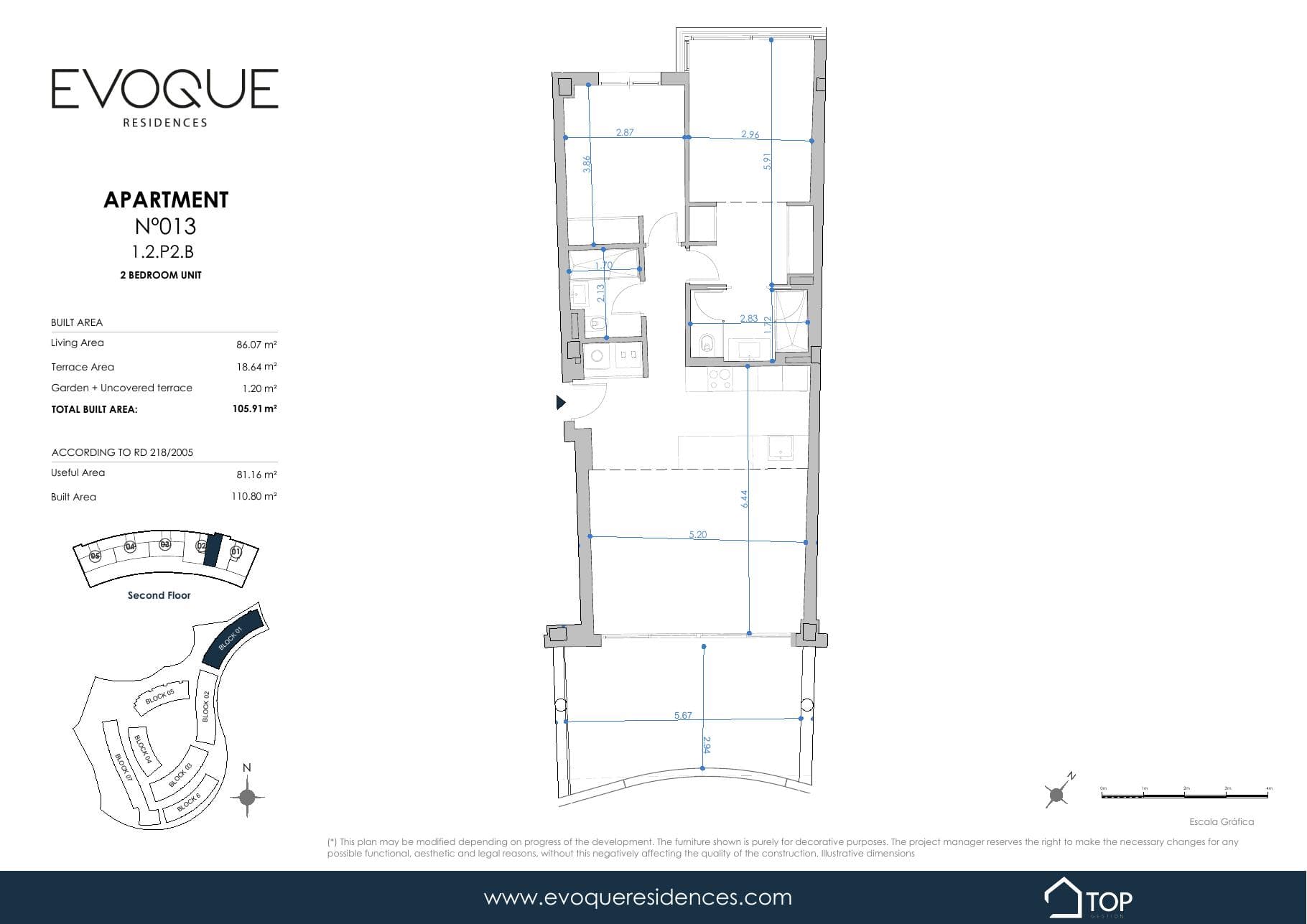 APARTMENT N°013 1.2.P2.B · 86.07 m²