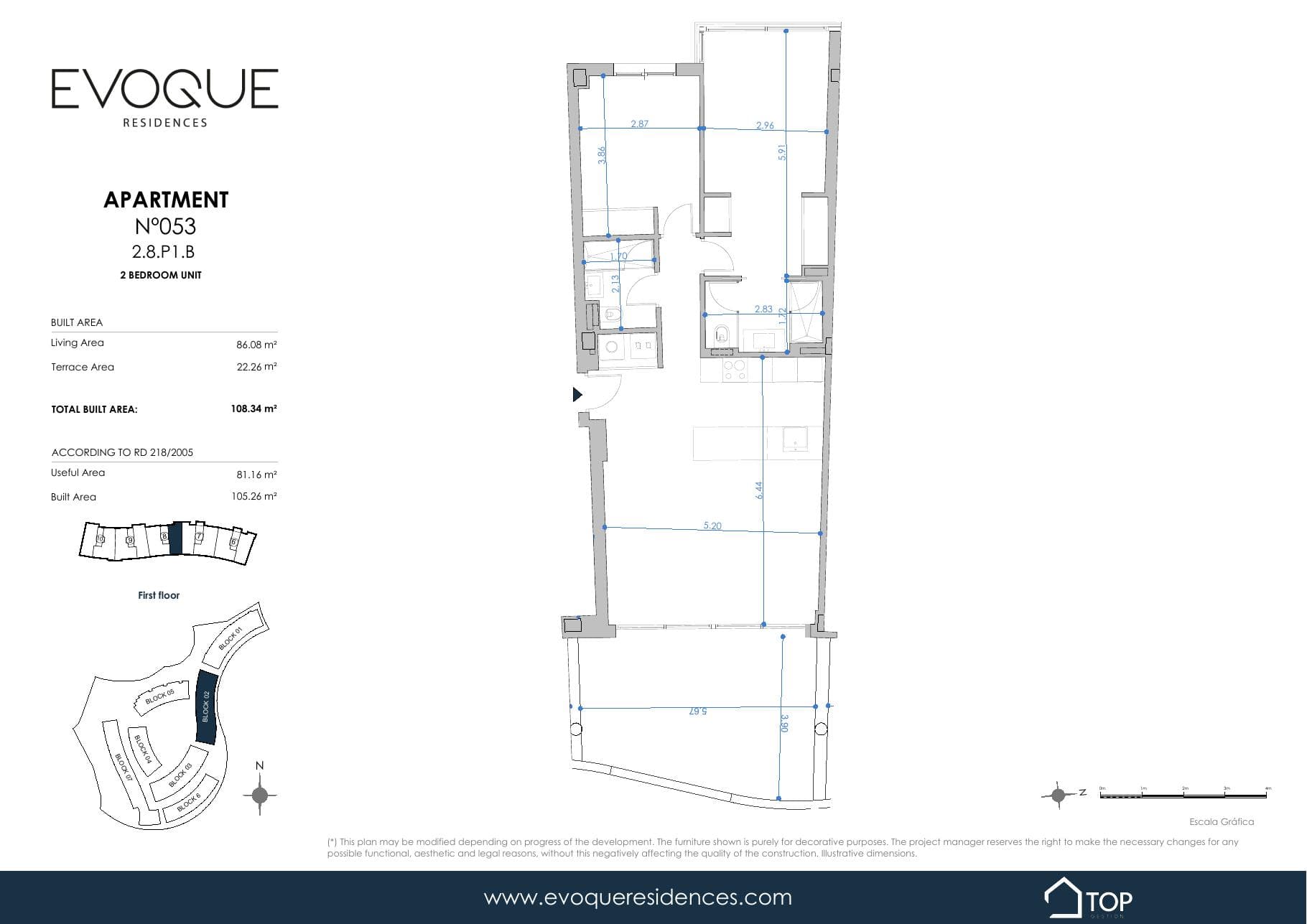 APARTMENT N°053 2.8.P1.B · 86.08 m²